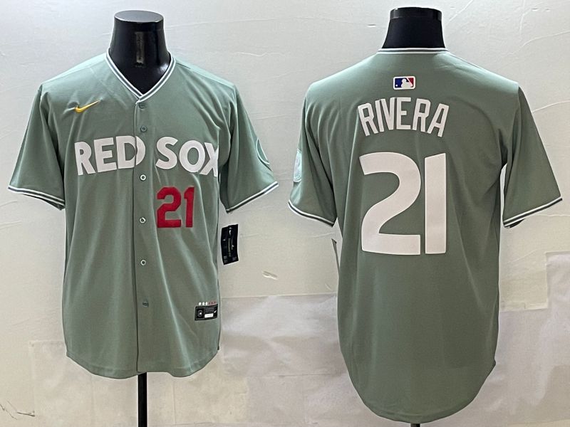 Men Boston Red Sox 21 Rivera Green Joint Name Nike 2025 MLB Jersey style 2